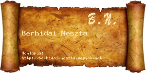 Berhidai Neszta névjegykártya